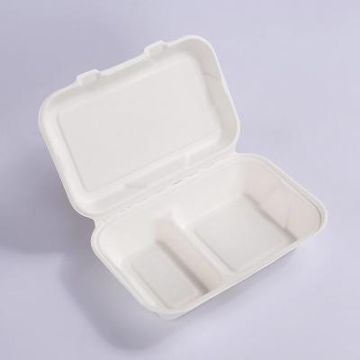 China Disposable Take Away Food Packaging Clamshells  9 X 6In 2 Compartment Lunch Box for sale