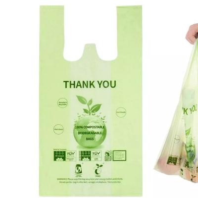 China Compostable Material Pla Plastic Bags Eco Friendly Biodegradable T Shirt Shopping Bags for sale