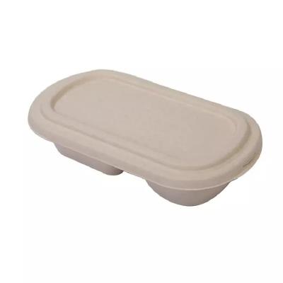 China Eco Friendly Wheat Straw 2 Compartment Disposable Food Containers Lunch Box With Lid for sale