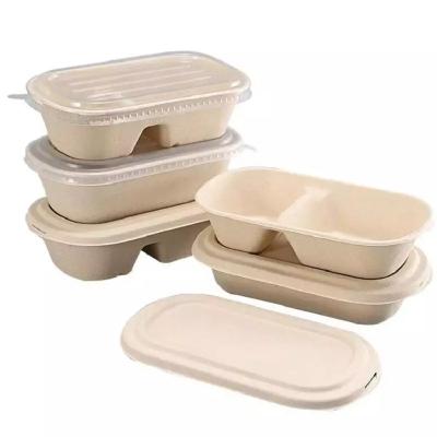 China Hotel Biodegradable Compostable Sugarcane Container 100C Fast Food Takeaway Packaging for sale