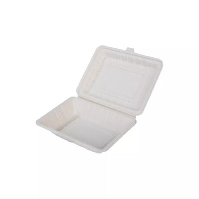 China 195mm Disposable Biodegradable Corn Starch Tableware Food Packaging Clamshell for sale