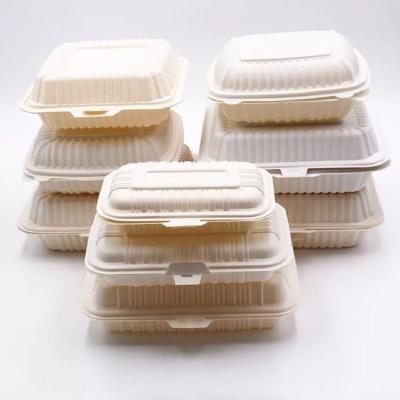 China Hotel Biodegradable 600ml Corn Starch Tableware Disposable Clamshell Containers for sale