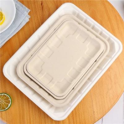 China Eco Friendly Biodegradable Sugarcane Bagasse Tableware Disposable Compostable Food Tray for sale