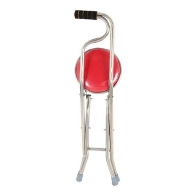 China Stainless Steel Thickened Walking Cane Chair Elderly  Portable Foldable for sale