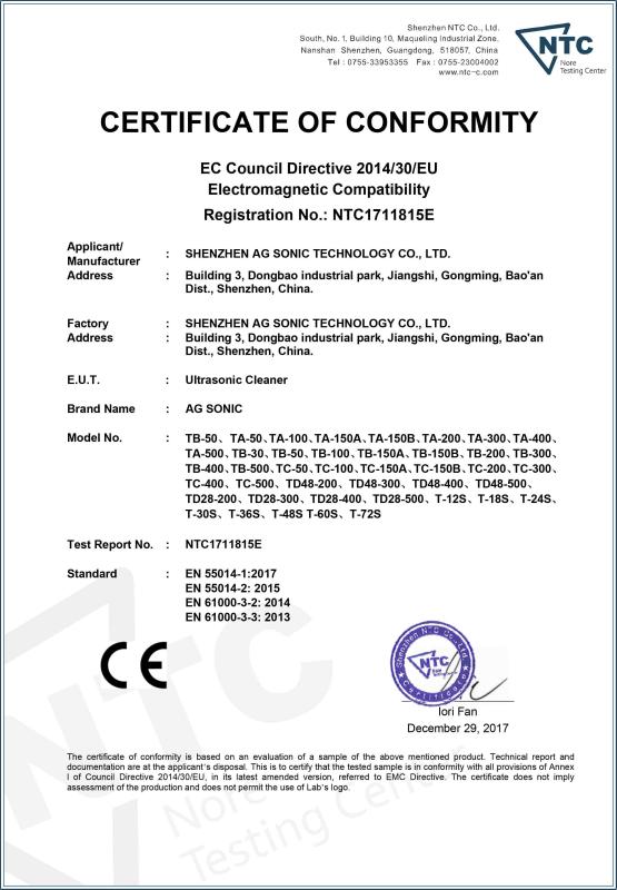 CE-EMC - AG Sonic Technology limited