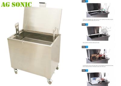 China Food Industry Ultrasonic Cleaner for Oil and Carbon Removing with Drainage and Wheels for sale