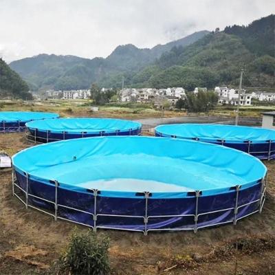 China Large Round Aquaculture Tanks UV Resistant PVC Biofloc Fish Tank Tarpaulin for sale