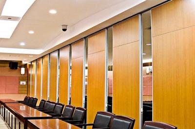 China Aluminum Frame Wooden Surface Sliding Partition Walls 6m Height for sale