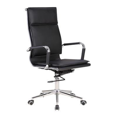 Chine Chaise ergonomique en cuir noire de bureau de pivot, en métal de cadre chaise de bureau exécutif de dos haut à vendre