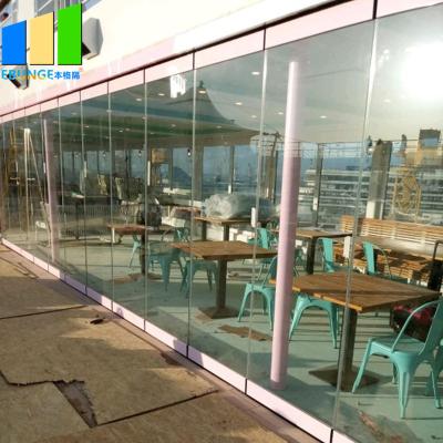 China Office Movable Partition Walls Glass Folding Glass Door Exterior Frameless Glass Sliding Door for sale
