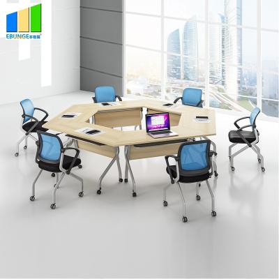 China Ebunge School Furniture Wooden Stackable Office Conference Folding Tables for sale