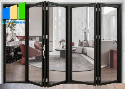 China Puerta de cristal plegable a prueba de viento de aluminio para el apartamento con el vidrio esmaltado doble en venta