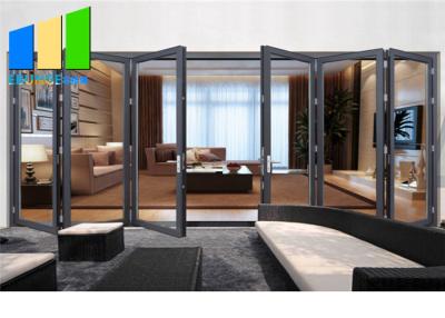 China Double Glazing Lowes Bi Fold Door Accordion Aluminum Glass Patio Exterior Folding Door for sale