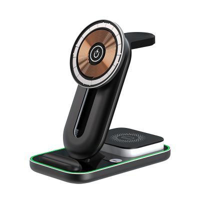 China Multiple Devices Magnetic Wireless Charger Stand 3 In 1 Foldable Wireless Charger for sale