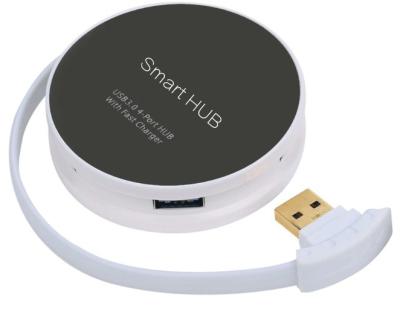 China Fast Charging Smart Round Adapter 4 Ports USB HUB for sale