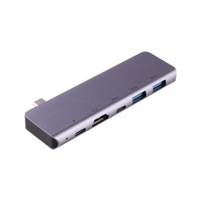 China Gray 5 In 1 Type C 3.0 Powered Usb Hub For Macbook Pro for sale