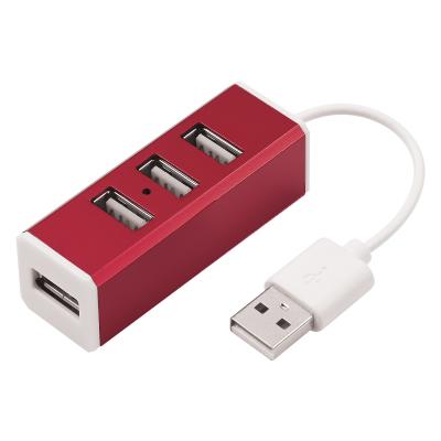 China Red Black Blue Four Port Aluminum Alloy USB 2.0 Hub for sale