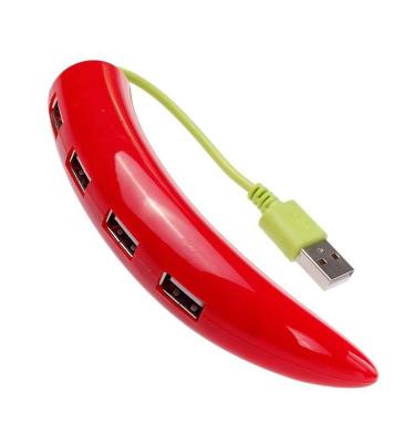 China Red Green Cartoon Chili Shape USB 2.0 HUB Splitter Adapter for sale