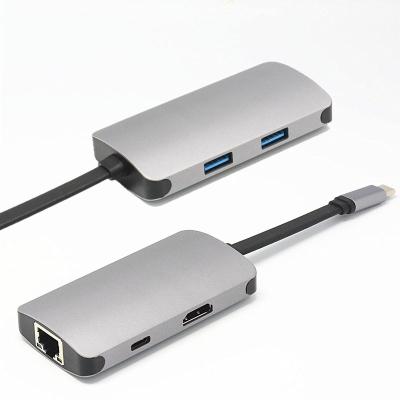 China Aluminum 5 In 1 RJ45 Gigabit Ethernet Powered USB C HUB for sale