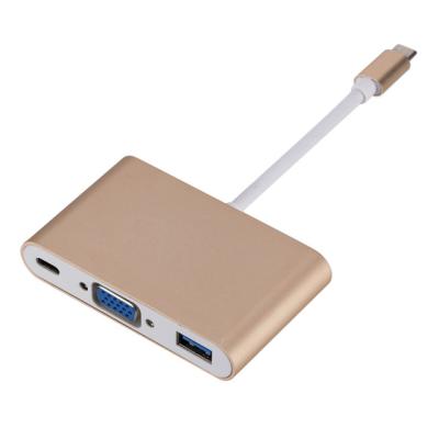 China Macbook Gold Ultra Thin Powered 10Gbps 3 In 1 USB C HUB for sale