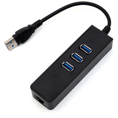 China RJ45 Gigabit Ethernet Plastic ABS 3 Port USB 3.0 HUB for sale