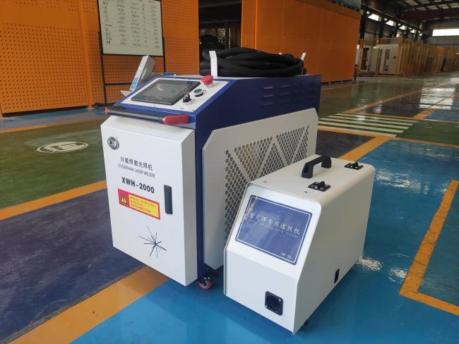 Laser welding machine in use