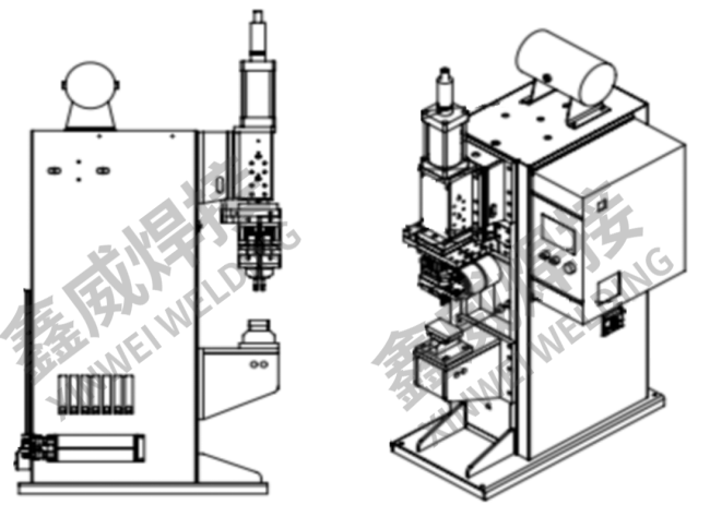 Detailed view of welding machine components