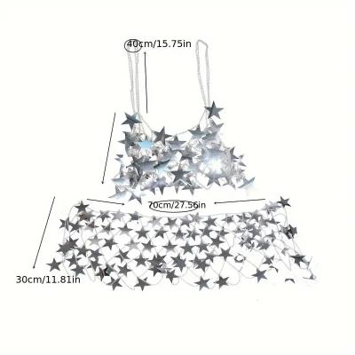 China 1 set of Women European And American Creative star corset top chian and skirt body chain dress for sale