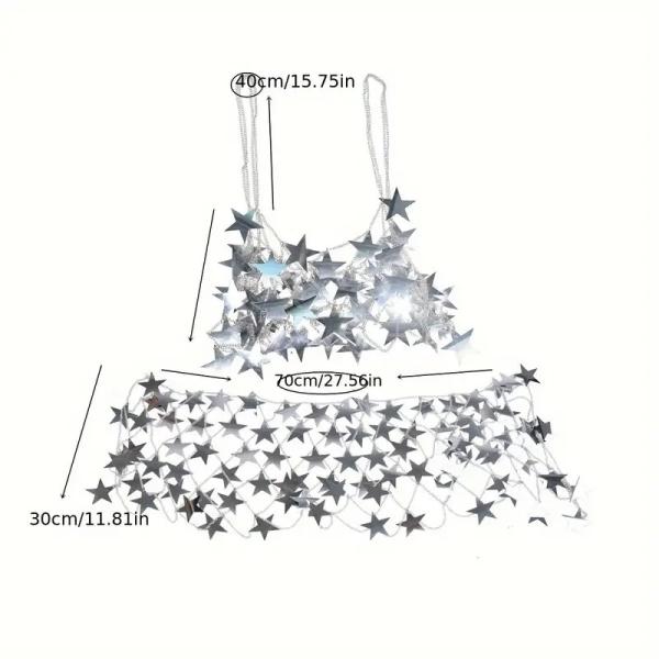 Quality 1 set of Women European And American Creative star corset top chian and skirt body chain dress for sale