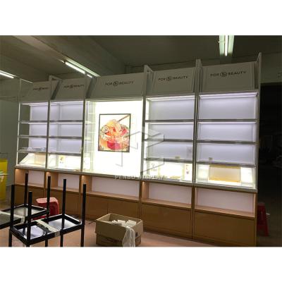 China 3mm MDF Skincare Display Shelves For Cosmetic Shop Monomer Design for sale