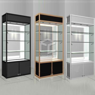 China 47in Long Shop Glass Display Showcase Cabinet Melamine Board With T5 LED Light for sale