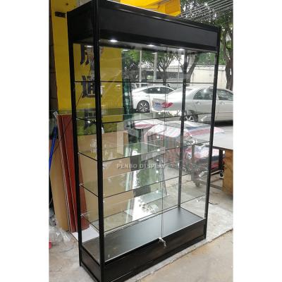 China OEM Lockable Aluminum Frame Glass Display Showcase Cabinet With T5 LED Lights for sale
