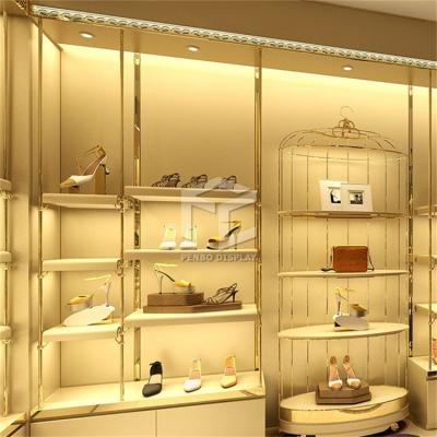 China T5 LED Shoe Display Racks 5mm Thick MDF Shoes Showroom Display for sale