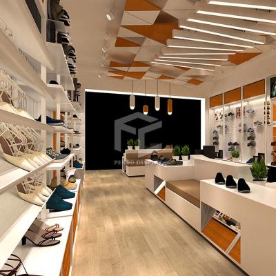 China La impresión blanca de oro del OEM 3D del estante de la pared de la exhibición del zapato del LED T4 se digna en venta