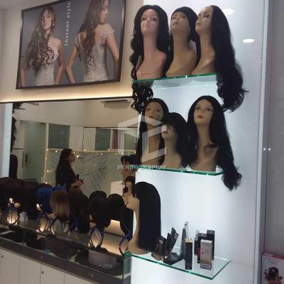 China 10mm Tempered Glass Wig Display Case OEM With Store Interior Design for sale