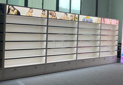 China MDF Skincare Shop Cosmetics Display Showcaes Brushed Spay Painted for sale