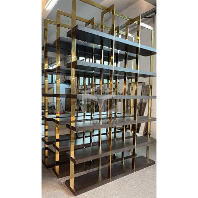 China OEM Gold Clothing Shop Display Rack Retail Nesting Table Clothes Shelving for sale