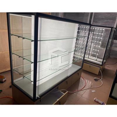 China Frameless Full View Wall Display Showcase Glass Cabinet Jewelry Shop Interior for sale