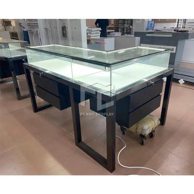 China UV Base Plate Full Vision Glass Display Showcase With LED Lighting  for sale