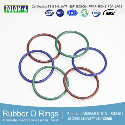 China AS568 BS1516 FKM O Rings Black/Green/Brown Excellent Chemical/Oil Resistance UV Resistant en venta