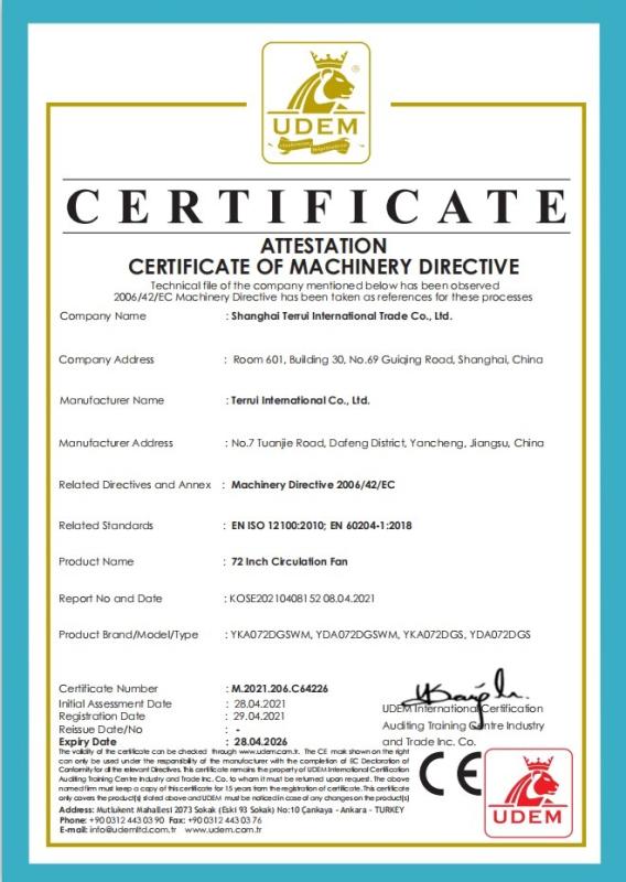 CE certificate - Shanghai Terrui International Trade Co., Ltd.