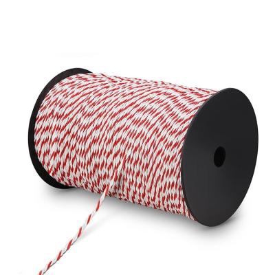 China Roll Electric Fence Rope With Red White Steel Polywire For Horse Animal Fencing for sale