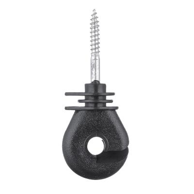 China Oval Shape Ring Insulator Black Electric Fencing Wood Post Insulator Screw-In Ring Insulator for sale