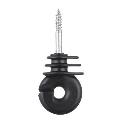 China Distant Laminae Knurled Screw In Ring Insulator Black Electric Fencing Wood Post Insulator for sale