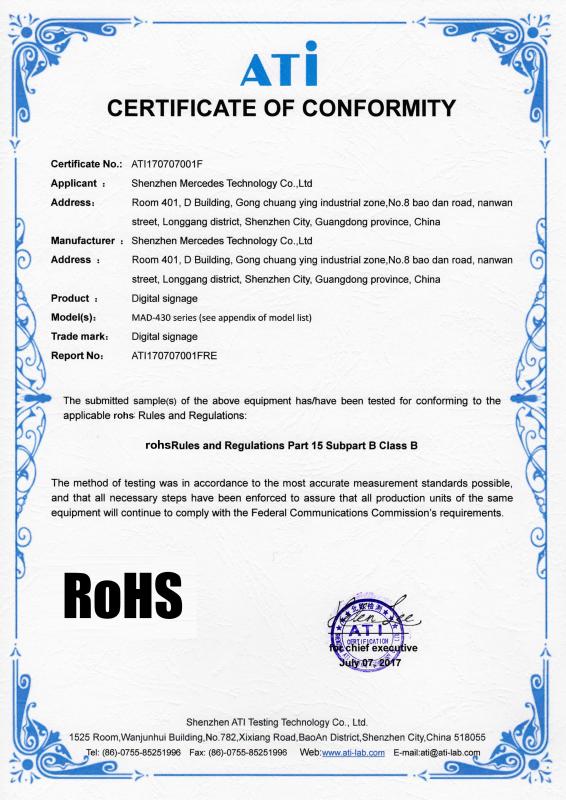 ROHS - Shenzhen Mercedes Technology Co., Ltd