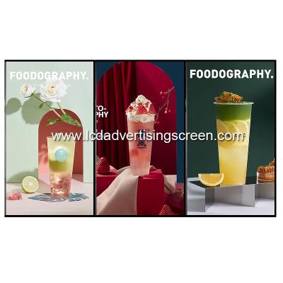 Chine écran visuel de mur de mur d'affichage à cristaux liquides de restaurant de l'encadrement 500nits de 3.5mm de Menuboard de visualisation d'écran d'achats de fenêtre d'affichage visuel de nourriture à vendre