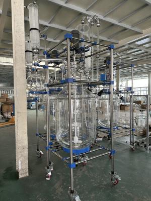 China Borosilicate Lab Glass Reactor With 304 Stainless Steel Brake Type Universal Corner Wheel for sale