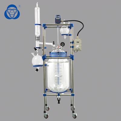 China 30L Pyrex Double Jacketed Glass Reactor Vessel With Vacuum Pump for sale