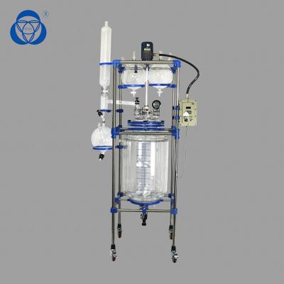 China Essential Oil Extracting Chemical Glass Reactor 50l With Vertical Condenser for sale