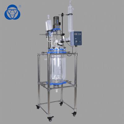 China High Borosilicate Glass Reactor Vessel , Single Layer Glass Reactor  Double Walls for sale